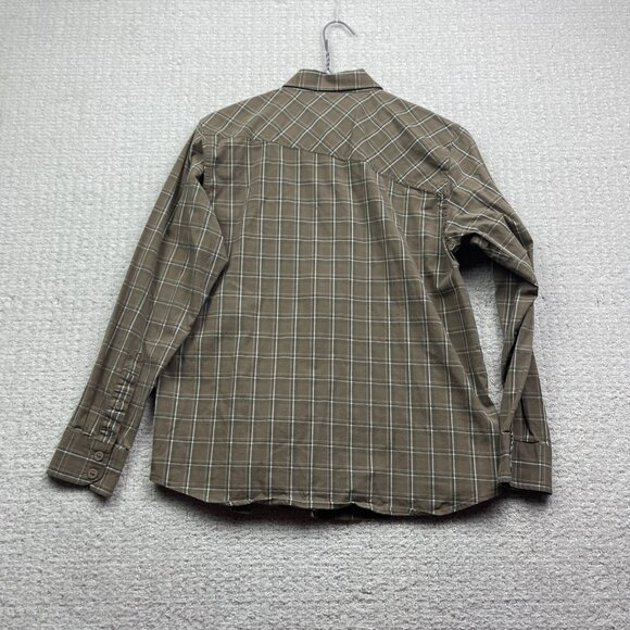 Volcom Plaid Button Up Shirt Long Sleeve Classic Fit Brown Tan Boy XL Skate Surf - Picture 10 of 13